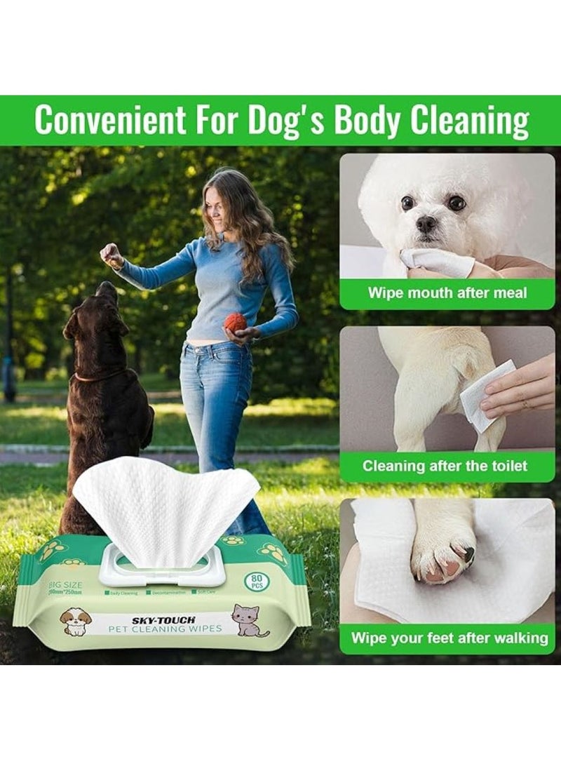 SKY-TOUCH 2pack Dog Wipes 160pcs, Pet Grooming Wipes for Dogs & Cats, for full body, eye wipes, ear wipes, Paws, & Butt Unscented (2 pack) - Image 4