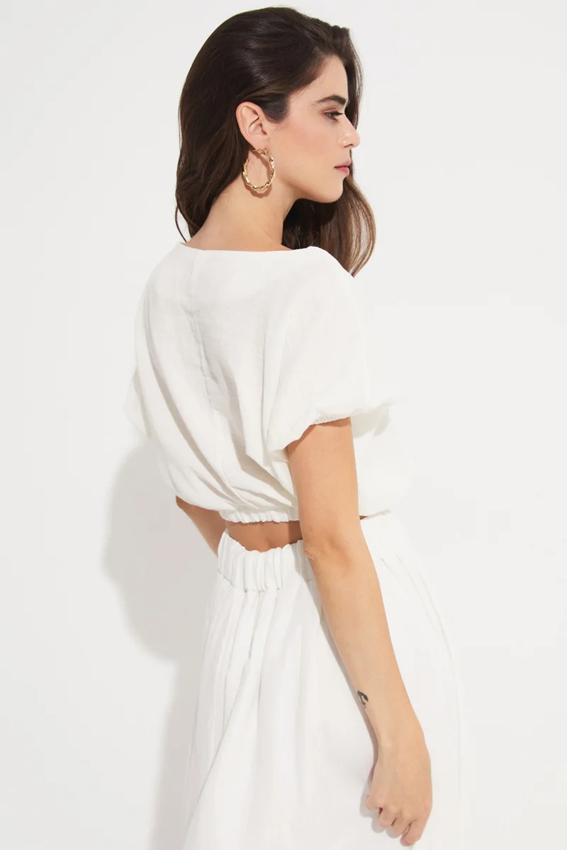 JUNE Women's 100% Cotton Crop Blouse
