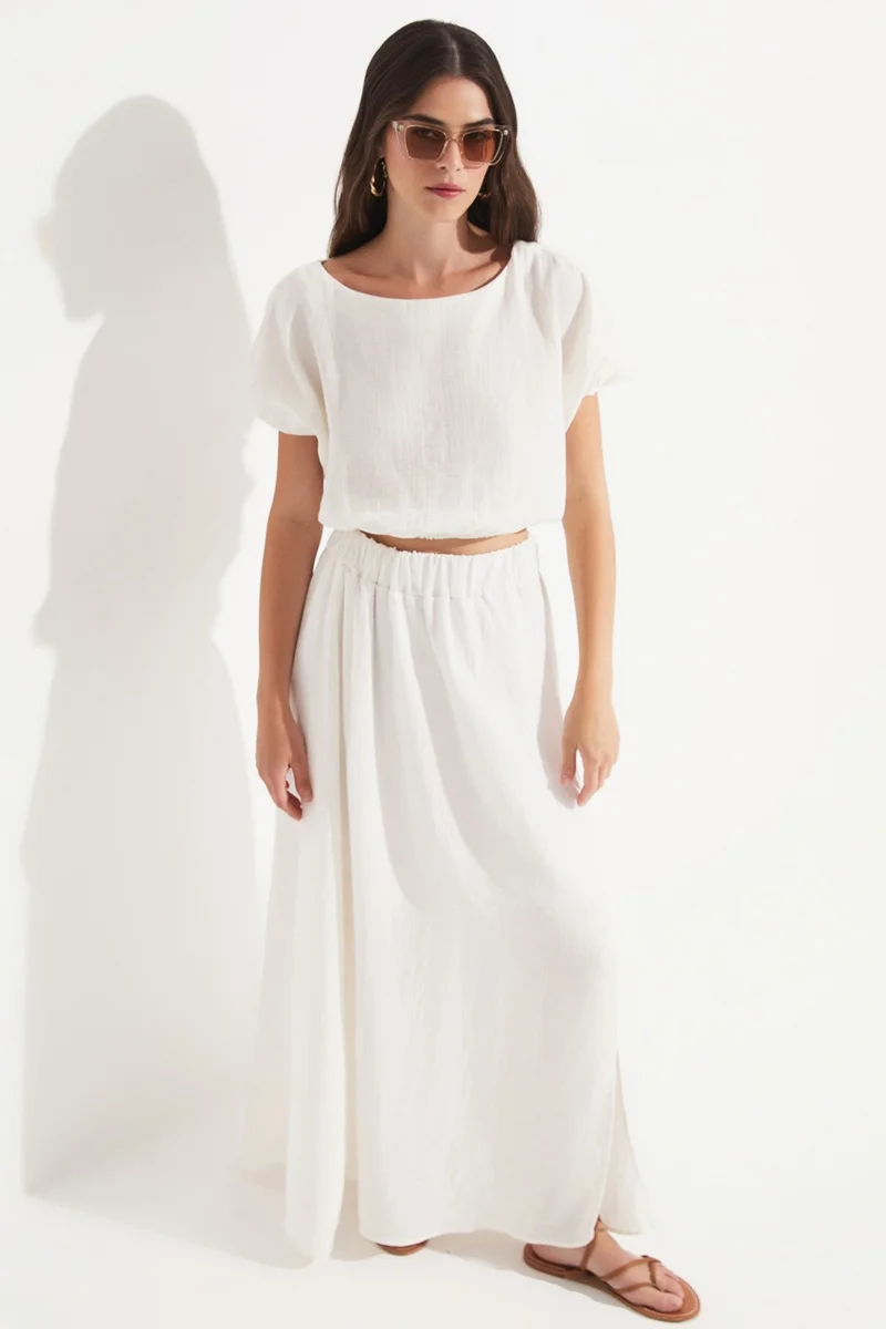 JUNE Women's 100% Cotton Crop Blouse