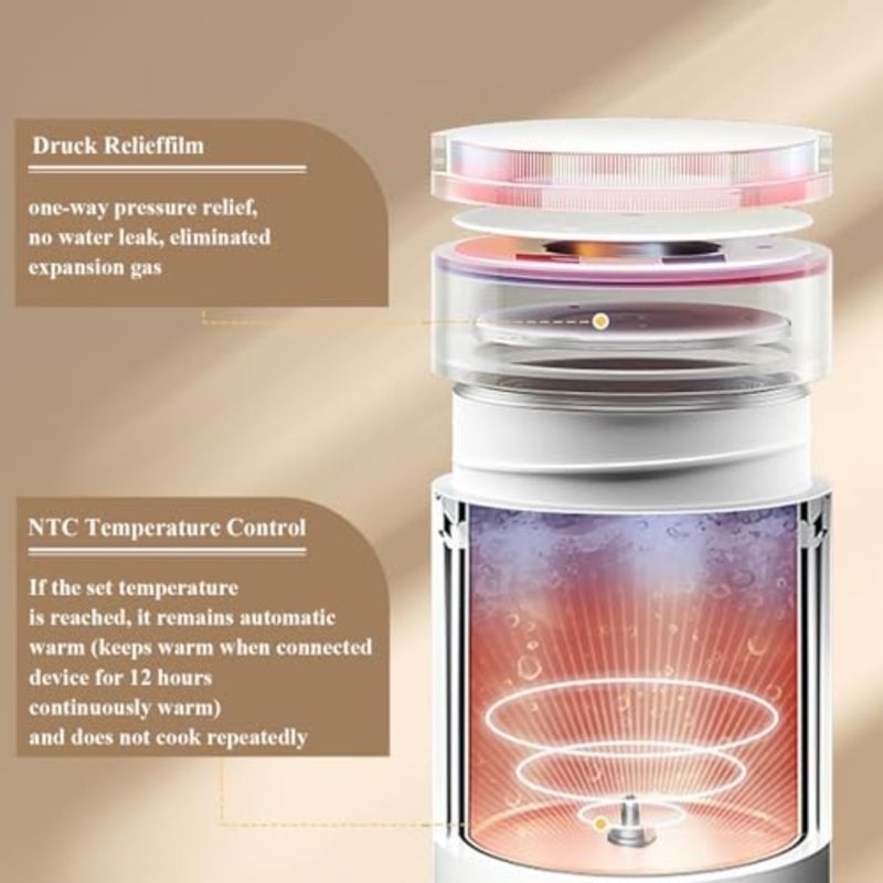 Travel water boiler for coffee, milk tea: 304 stainless steel, white, portable with 4 presets, auto shut-off boil-dry protection, BPA-free 500ML - Image 5