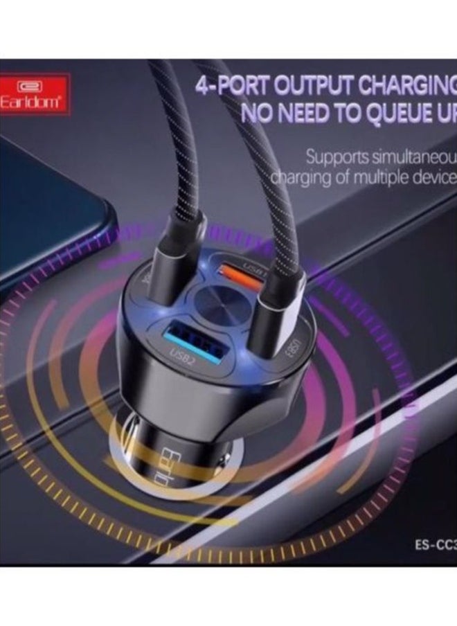 Earldom 3.1A Quick Car Charger Charge With 4 Led USB Ports  - Image 2