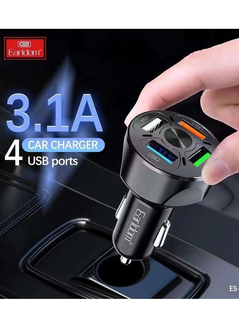 Earldom 3.1A Quick Car Charger Charge With 4 Led USB Ports  - Image 4