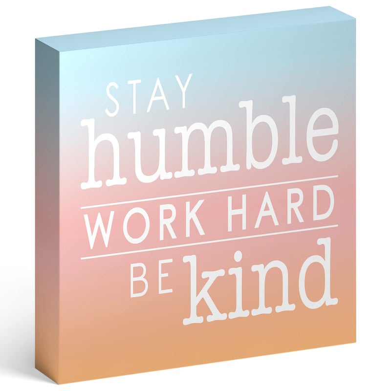 Barnyard Designs Wooden Box Sign Motivational Desk Decor for Women Office, Bathroom Shelf Decoration, Inspirational Desk Decor (Humble Kind) - Image 1