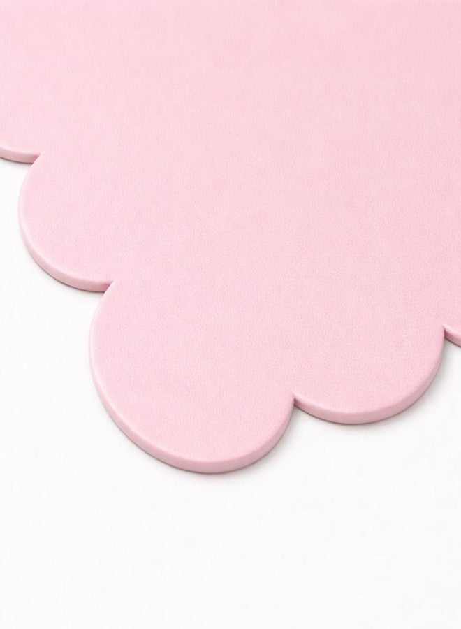 Orelle Pink Scalloped Desk Mat | Vegan Leather Desk Mat for Keyboard and Mouse, Laptop, Makeup Vanity | Computer Desk Pad Mat | Office Desk Cover Mat | Desk Blotter Mat | 30 x 15” | Pink - Image 5