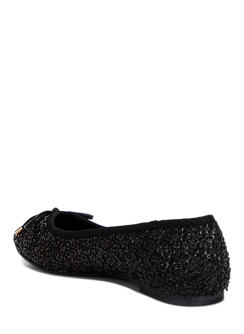 London Rag Black Sequin Embellished Ballet Flats