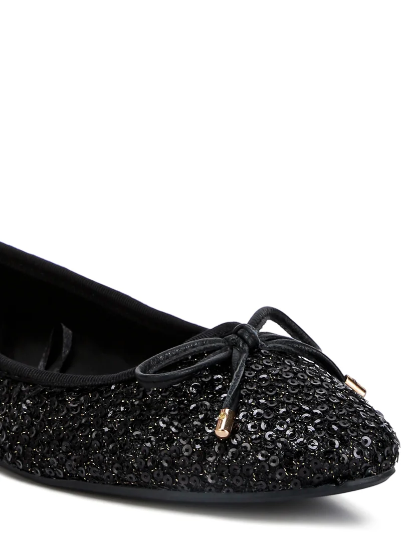 London Rag Black Sequin Embellished Ballet Flats