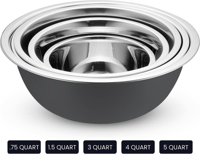 WHYSKO Stainless Steel Mixing Bowl Set 10 Piece Stainless Steel Mixing Bowls with Lids Set for Food Prep Storage and Serving Dishwasher Safe Microwave Safe for Kitchen Baking Cooking Grey - Image 5