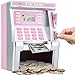 BAODLON Pink Piggy Bank for Kids ATM Machine Bank for Real Money with Debit Card Bill Feeder Coin Recognition Balance Calculator Electronic Savings Safe Box Cool Stuff Toys Gifts for Teen Girl - Image 3