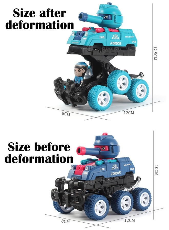 3-Piece Collision Deformable and Launchable Tank Off-Road Vehicle Six-Wheeled and Head 360° Rotating Children's Toy Car