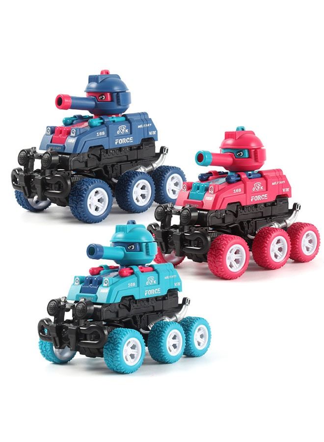 3-Piece Collision Deformable and Launchable Tank Off-Road Vehicle Six-Wheeled and Head 360° Rotating Children's Toy Car