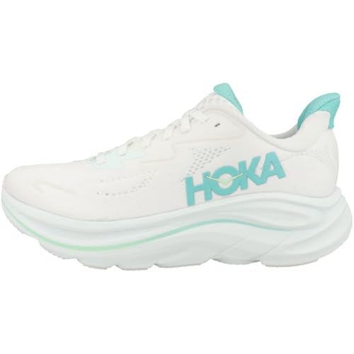 Hoka Women's Clifton 10 Sneaker, White/Cielo Blue, 8 - Image 1