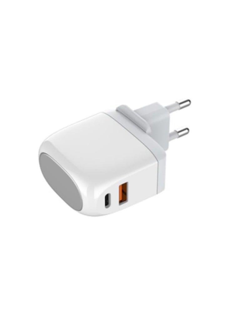 LDNIO - LDNIO A2522C Fast Wall Charger With Replaceable Plug UK US EU And Cable From USB To Lightning Led Display 30W - White - Image 1