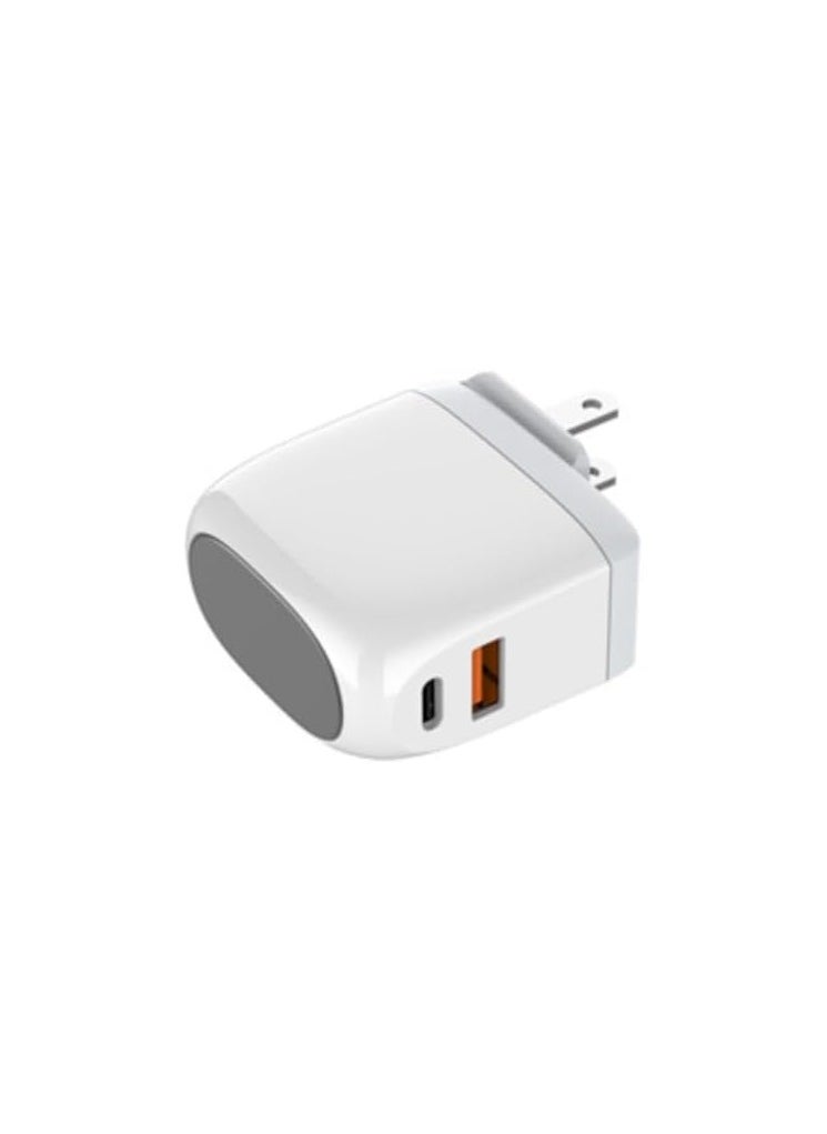 LDNIO - LDNIO A2522C Fast Wall Charger With Replaceable Plug UK US EU And Cable From USB To Lightning Led Display 30W - White - Image 1