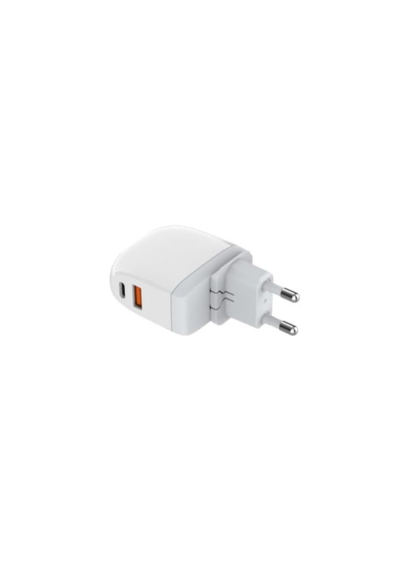 LDNIO - LDNIO A2522C Fast Wall Charger With Replaceable Plug UK US EU And Cable From USB To Lightning Led Display 30W - White - Image 1