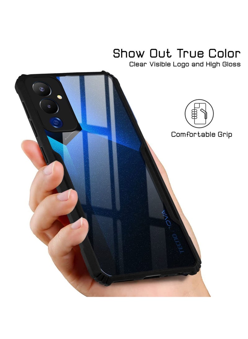 TECNO Pova 4 4G Black Mobile Phone Case Cover, Ultra-Thin Lightweight Cover Soft TPU Bumper + Acrylic Clear Back Case Cover  - Image 3
