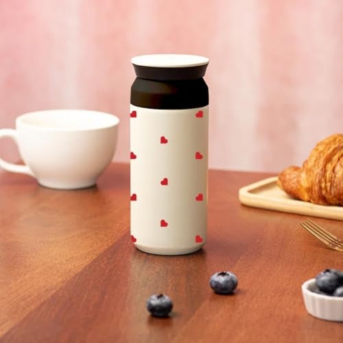 The Messy Corner Coffee Tumbler – Ivory Stainless Steel 350ml | Leak-Proof Insulated Travel Mug for Gym, Office & Vacation | 12hr Hot & 15hr Cold Retention | Hearts Print - Image 5