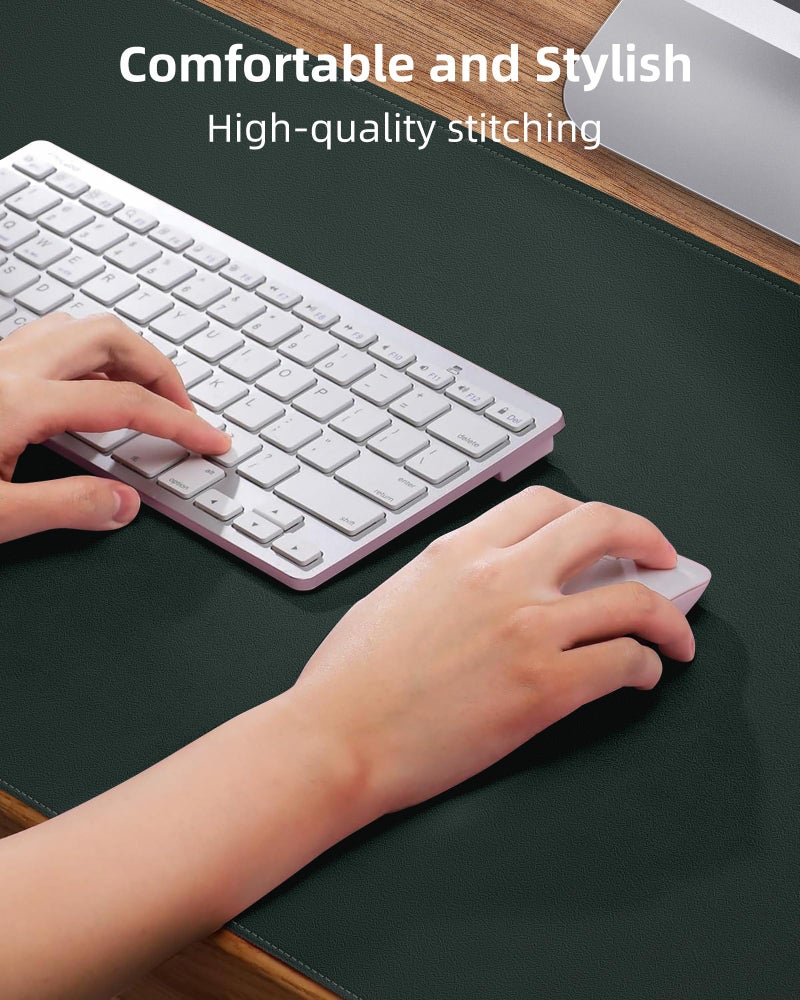AFIING Leather Desk Pad Protector, Large Mouse Pad and Non-Slip Mat, Waterproof PU Leather Blotter Mat for Office and Home (Dark Green, 36" x 17") - Image 3