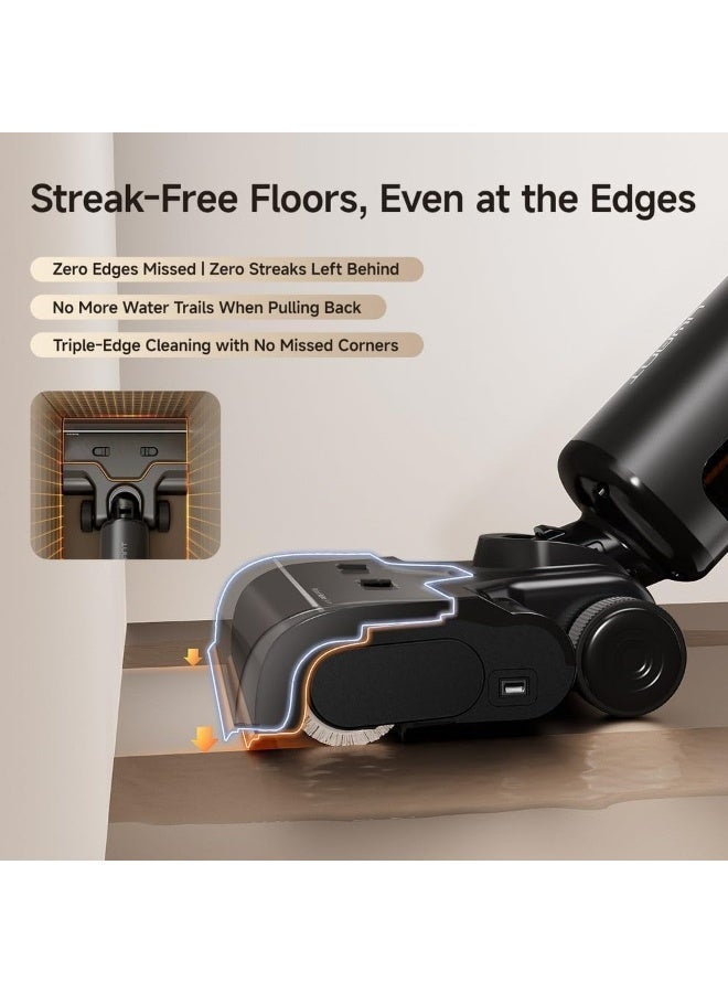 يووانت غسالة أرضيات لاسلكية ذكية ممسحة ومكنسة كهربائية رطبة وجافة بزاوية  درجة، قوة شفط باسكال، تنظيف ذكي بتقنية الذكاء الاصطناعي، تنظيف ذاتي، شاشة ، مناسبة لشعر الحيوانات الأليفة والأرضيات الصلبة، مدة تشغيل  دقيقة، ضمان لمدة عامين - Image 3