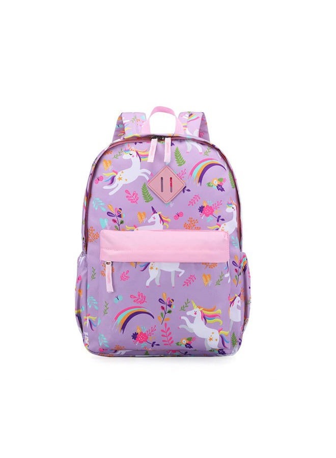 KK CRAFTS Preschool Backpack Kindergarten Little Kid Toddler School Backpacks for Boys and Girls with Chest Strap(Purple Unicorn) - Image 1