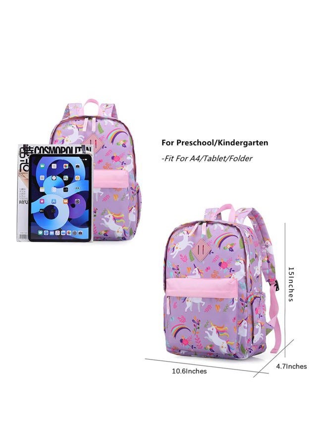 KK CRAFTS Preschool Backpack Kindergarten Little Kid Toddler School Backpacks for Boys and Girls with Chest Strap(Purple Unicorn) - Image 4