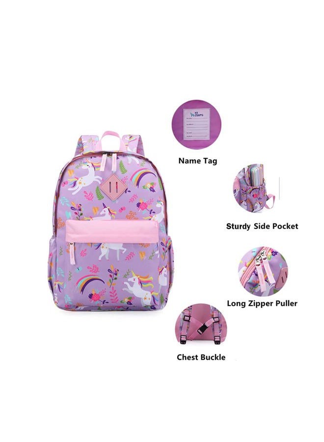 KK CRAFTS Preschool Backpack Kindergarten Little Kid Toddler School Backpacks for Boys and Girls with Chest Strap(Purple Unicorn) - Image 3