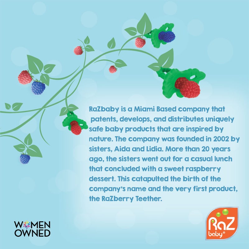 RaZbaby Silicone Baby Teether, BerryBumps Textured Silicone Soothes Babies’ Sore Gums, Infant Front and Back Teething Relief Toy, BPA Free, Easy-to-Hold, RaZberry Plus Fruit Shape, 3M+ – Green - Image 5