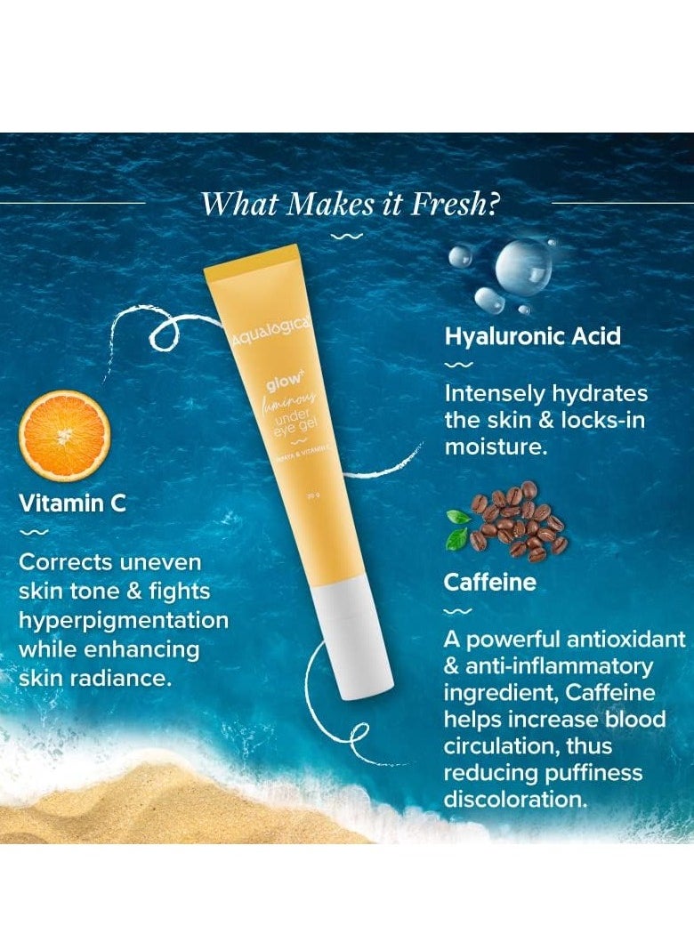 Aqualogica Aqualogica Glow Luminous Under Eye Cream with Papaya Vitamin C Under Eye Gel for Dark Circles Puffy Eyes 20g  - Image 2