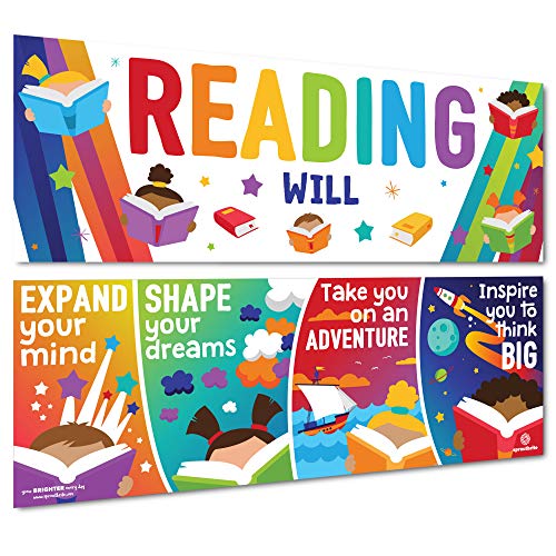 Sproutbrite Classroom Decorations - Reading Banner and Poster for Teachers - Bulletin Board and Wall Decor for Pre School, Elementary and Middle School Themes - Image 1