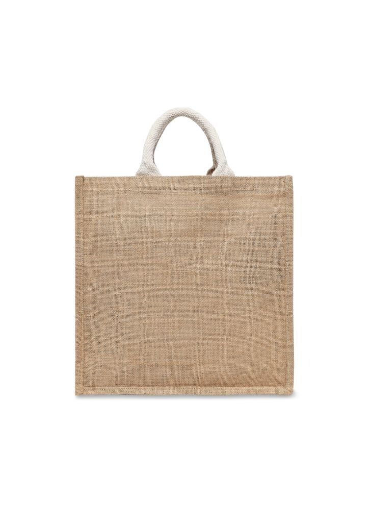 BYFT Laminated Jute Tote Bags with Gusset (Natural) Reusable Eco Friendly Shopping Bag (33.02 x 10.16 x 33.02 Cm) Set of 24 Pcs  - Image 2