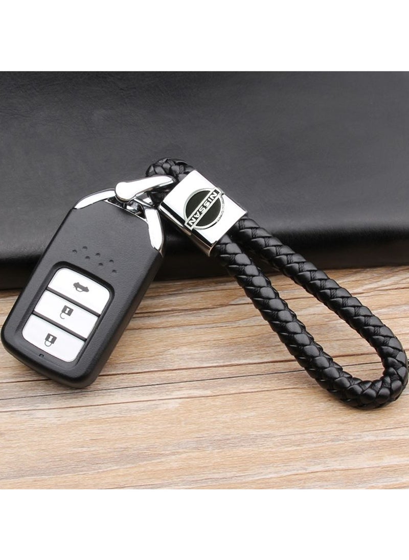Nissan Screwing Type Lock Keychain NISSAN Name Car Keychain PU Leather Braided Key Chain For Vehicles/Home  - Image 1
