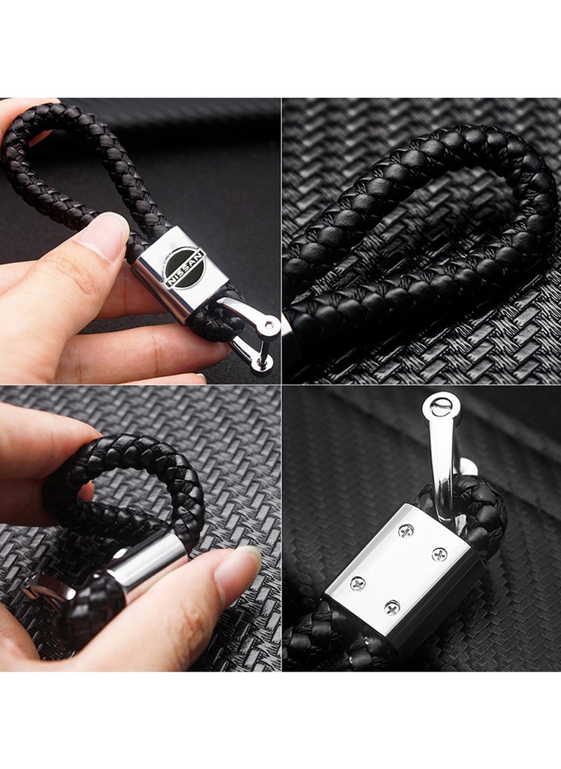 Nissan - Screwing Type Lock Keychain NISSAN Name Car Keychain PU Leather Braided Key Chain For Vehicles/Home - Image 1
