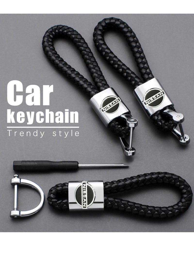 Nissan Screwing Type Lock Keychain NISSAN Name Car Keychain PU Leather Braided Key Chain For Vehicles/Home  - Image 2