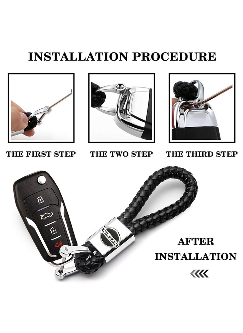 Nissan Screwing Type Lock Keychain NISSAN Name Car Keychain PU Leather Braided Key Chain For Vehicles/Home  - Image 3