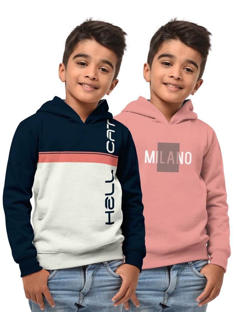HELLCAT Boys Cotton Blend Hooded Neck Regular Fit Sweatshirt (HFT-S22HH2-H2_ON-$Parent_Petrol blue/Onion_5 Years-6 Years) - Image 1