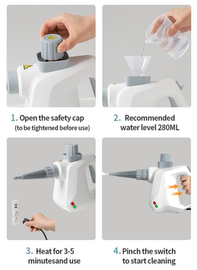 APEX Handheld Steam Cleaner for home, Steamer for Cleaning, Multipurpose Portable Steam Cleaners Use with Safety Lock and 6 Accessory Kit to Remove Grime, Grease, More, Save Time and Effort  - Image 5