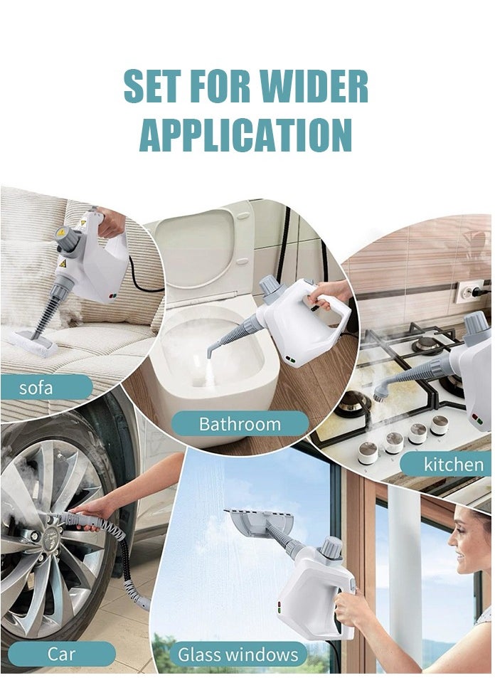 APEX Handheld Steam Cleaner for home, Steamer for Cleaning, Multipurpose Portable Steam Cleaners Use with Safety Lock and 6 Accessory Kit to Remove Grime, Grease, More, Save Time and Effort  - Image 2