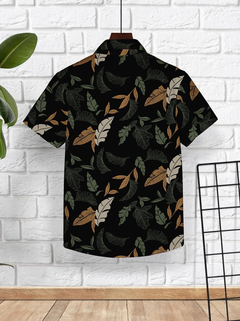 HELLCAT Olive Trendy Regular Fit Printed Causal Shirt for Boys/Olive/7-8 Years - Image 3