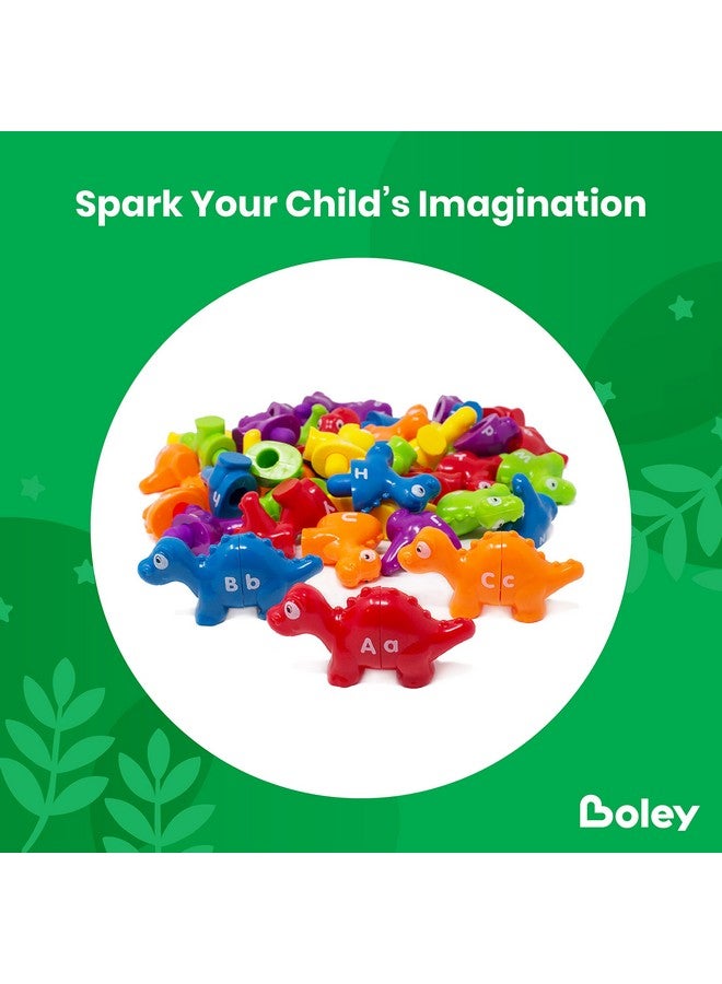 BOLEY Boley Educational Alphabet Dinosaur Toys for Toddlers - 52 Piece ABC Dinos Playset for Early Learning, Fine Motor Skills - Colorful Preschool Letter Puzzles for Kids Ages 2 and Up - Image 2