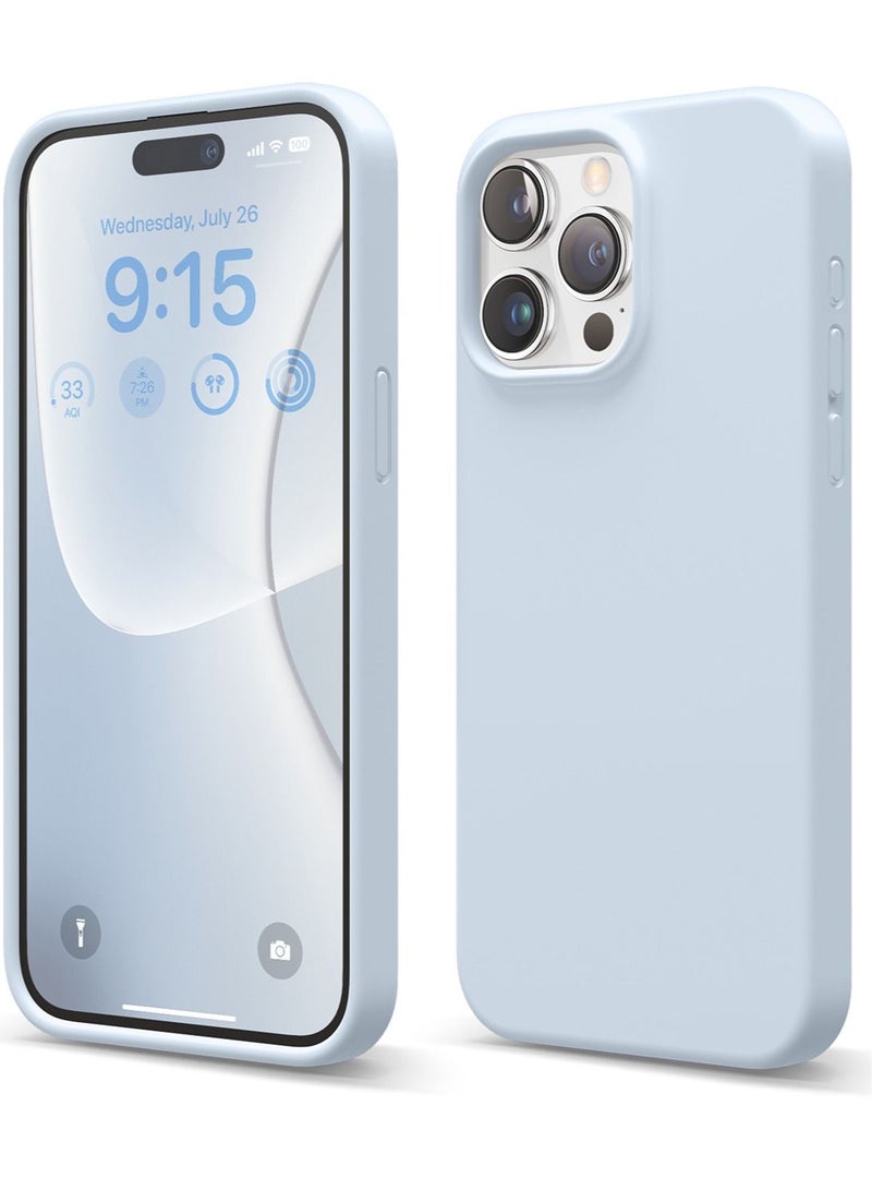 Elago Liquid Silicone for iPhone 15 Pro MAX Case Cover Full Body Protection, Shockproof, Slim, Anti-Scratch Soft Microfiber Lining - Light Blue - Image 1