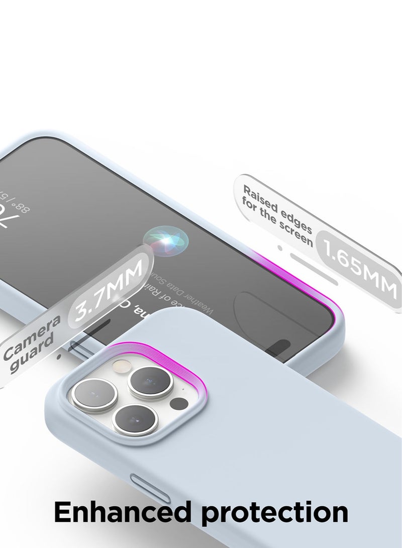 Elago Liquid Silicone for iPhone 15 Pro MAX Case Cover Full Body Protection, Shockproof, Slim, Anti-Scratch Soft Microfiber Lining - Light Blue - Image 5