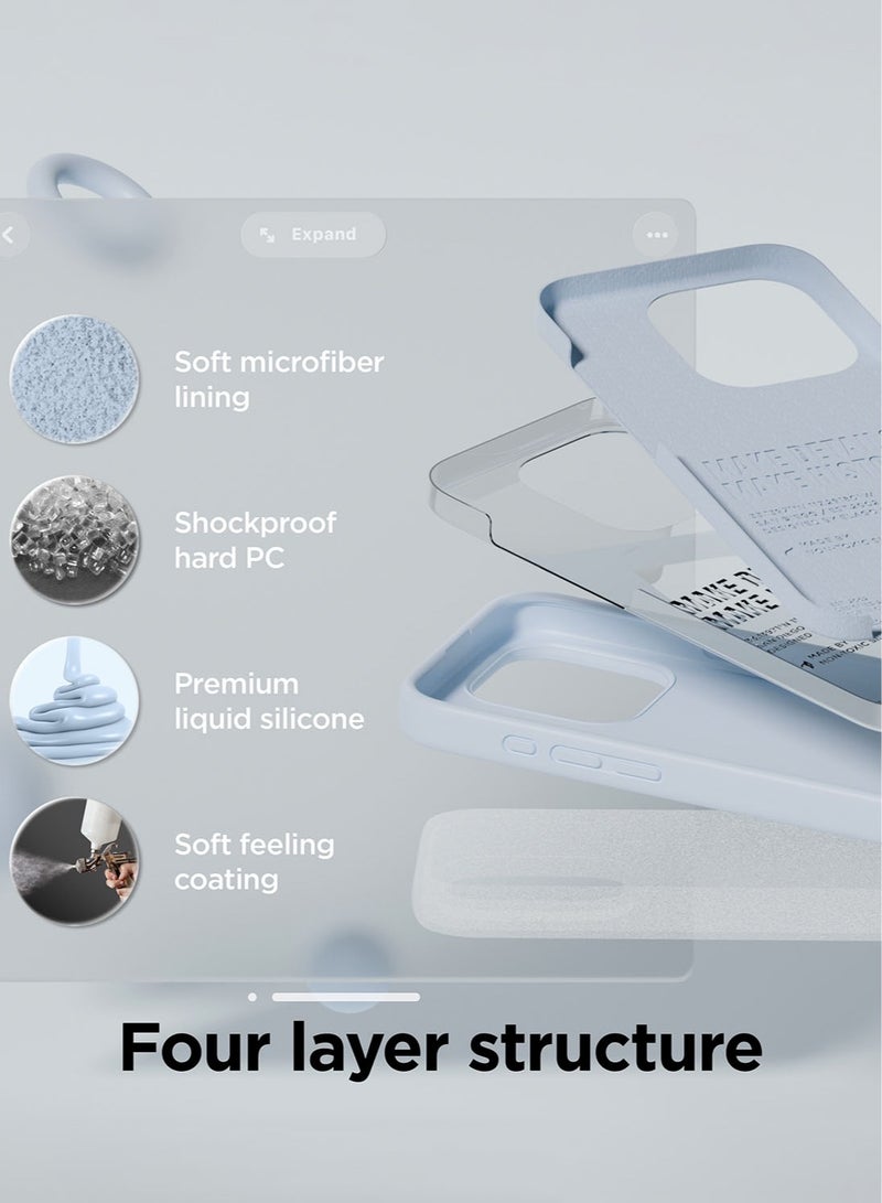 Elago Liquid Silicone for iPhone 15 Pro MAX Case Cover Full Body Protection, Shockproof, Slim, Anti-Scratch Soft Microfiber Lining - Light Blue - Image 4