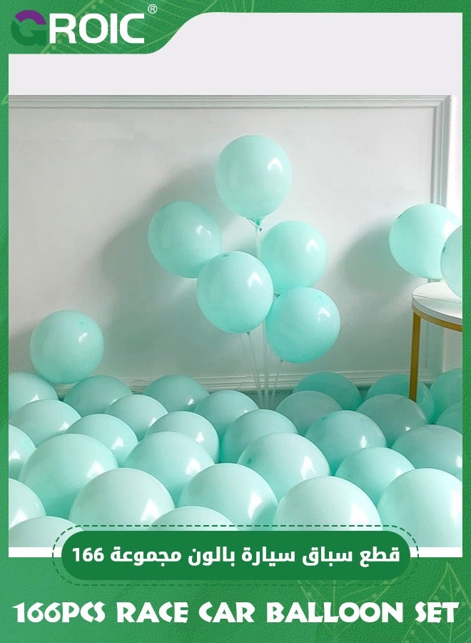 GROIC 166Pcs Race Car Balloon Set, Car Balloon Garland Arch Kit, Dusty Blue Black Latex Balloon Wheel Checkered Foil Balloons for Birthday Party Decoration, Baby Shower, Wedding, Party Supplies - Image 4