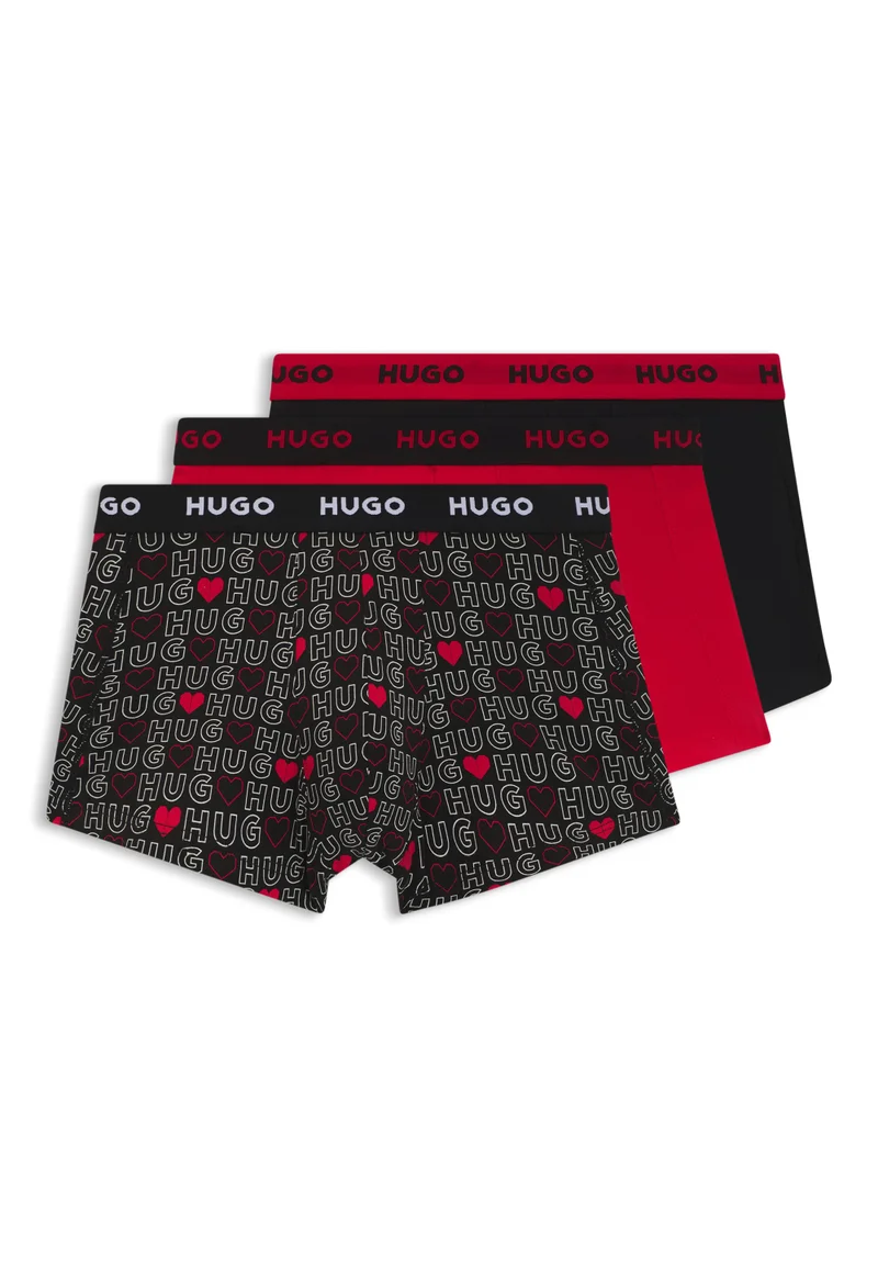 HUGO Three-pack of logo trunks in stretch cotton