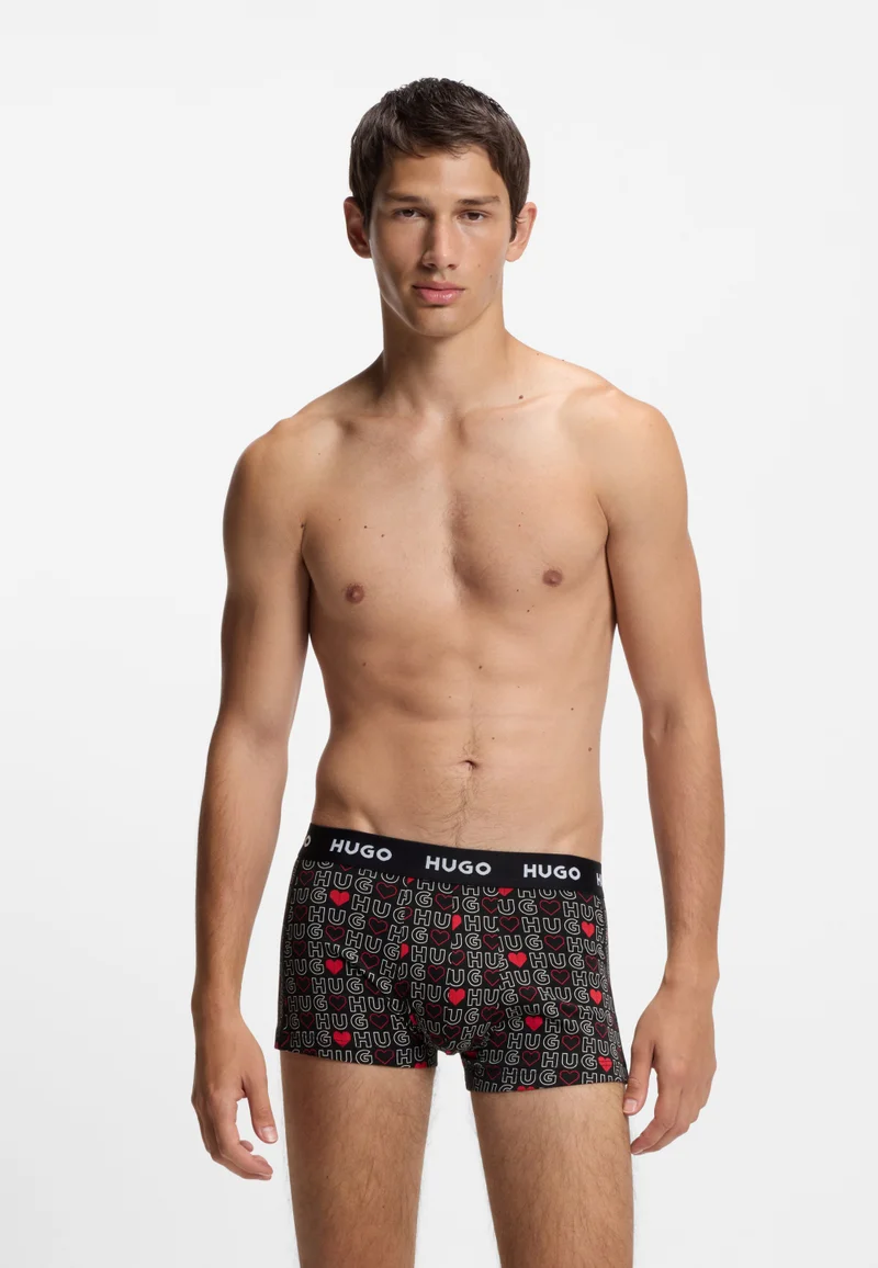 HUGO Three-pack of logo trunks in stretch cotton
