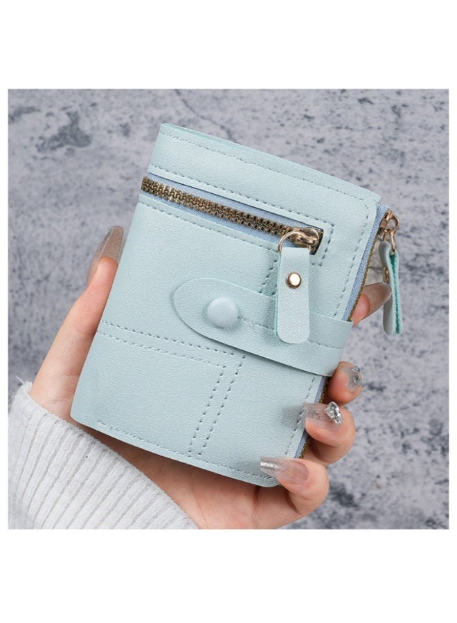 Lavida Womens Small Wallet Mini Purse fold Slim Card Case Holder Zipper Coin Pocket-Blue - Image 1