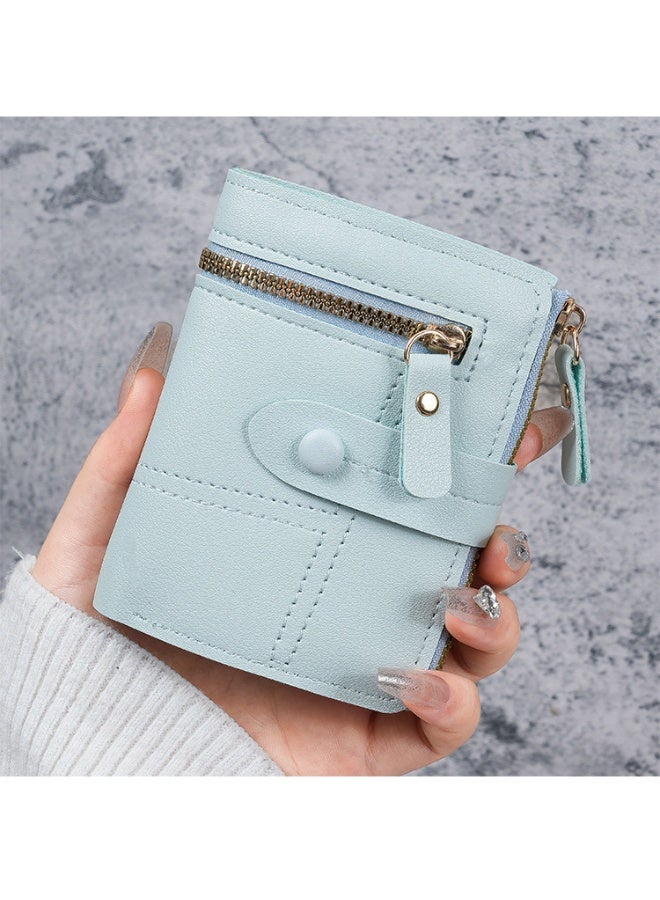 Lavida Womens Small Wallet Mini Purse fold Slim Card Case Holder Zipper Coin Pocket-Blue - Image 2
