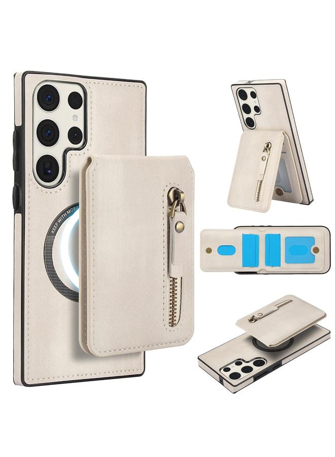 S-TOP Case For Samsung Galaxy S23 Ultra 5G Zipper Wallet Split MagSafe Leather Back Phone Case - Image 1