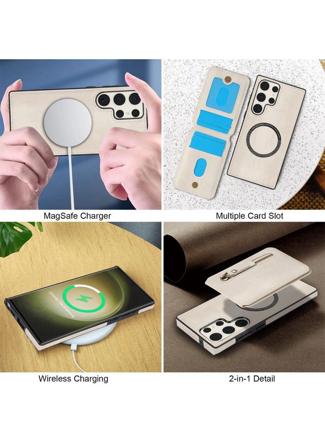 S-TOP Case For Samsung Galaxy S23 Ultra 5G Zipper Wallet Split MagSafe Leather Back Phone Case - Image 5