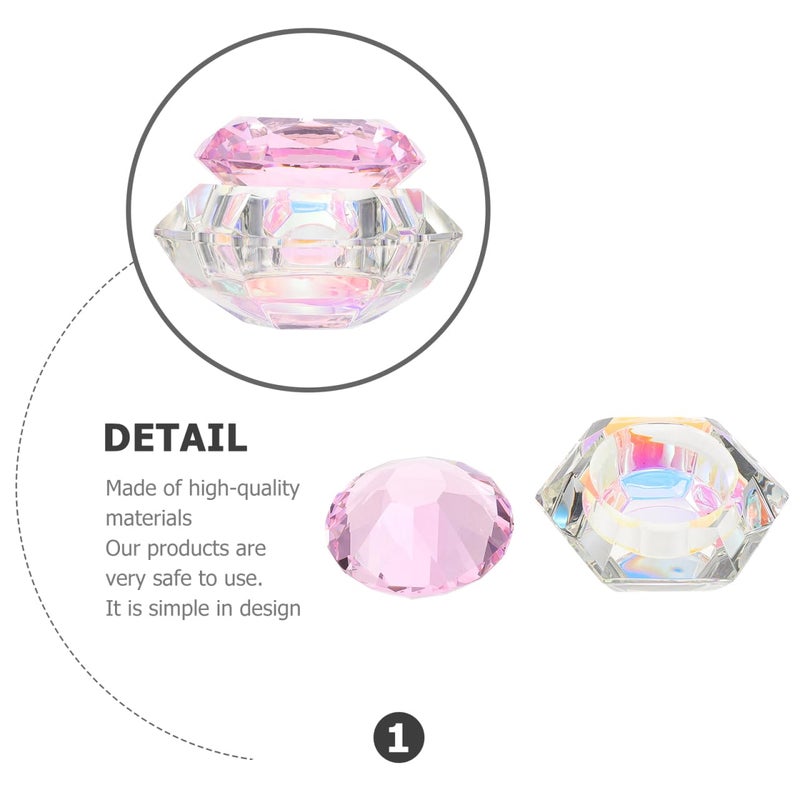 VICASKY Diamond Crystal Glass Nail Art Bowl Dish Acrylic Liquid Dappen Dish Glassware High Transparency Cup with Lid for Salon Use for Manicure and Nail Art for Women and Girls - Image 4
