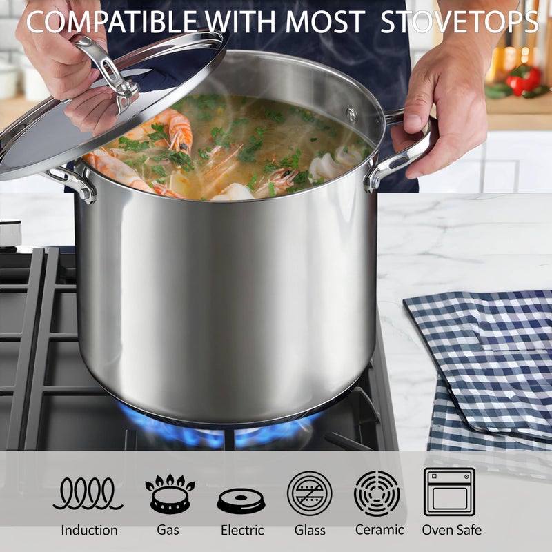 Cooks Standard 18/10 Stainless Steel Stockpot 12-Quart, Classic Deep Cooking Pot Canning Cookware with Stainless Steel Lid, Silver - Image 3